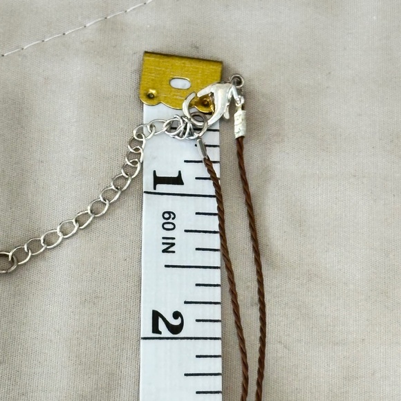 Snowflake Obsidian, round stone choker/necklace on brown cord w/lobster clasp - Picture 5 of 15